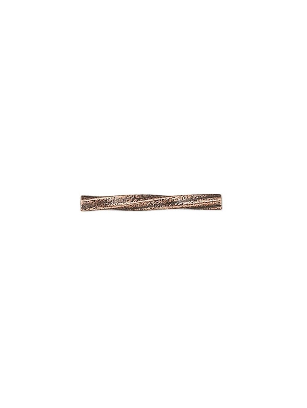 Antique Copper Textured 13x1mm Twisted Square Tube Beads 10 pcs